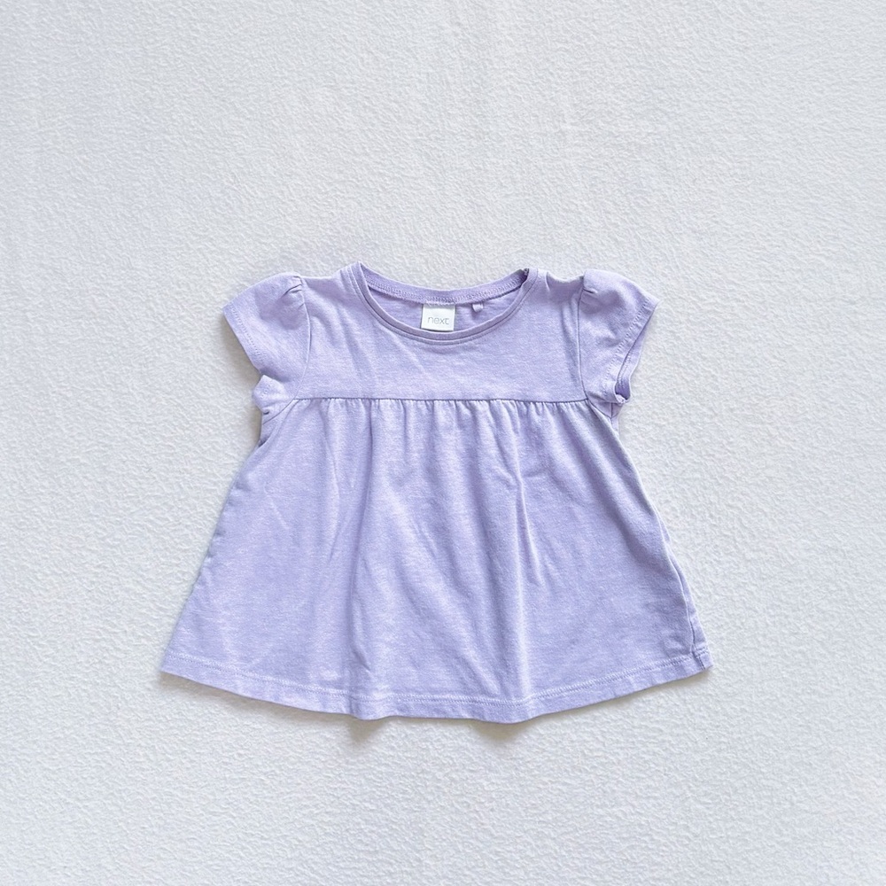 5/$18 Next Baby Toddler Girl Lilac Purple Ruffle Short Sleeve Cotton Tee 12-18M